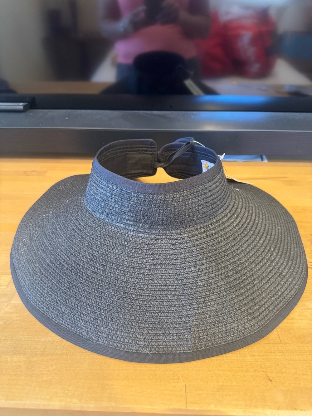 🌈 6/$60 NEW SUN CUBE Black Sun Visor Hat 100% Straw Paper Material